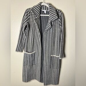 Cyrus Monochrome Houndstooth Knit coat size S